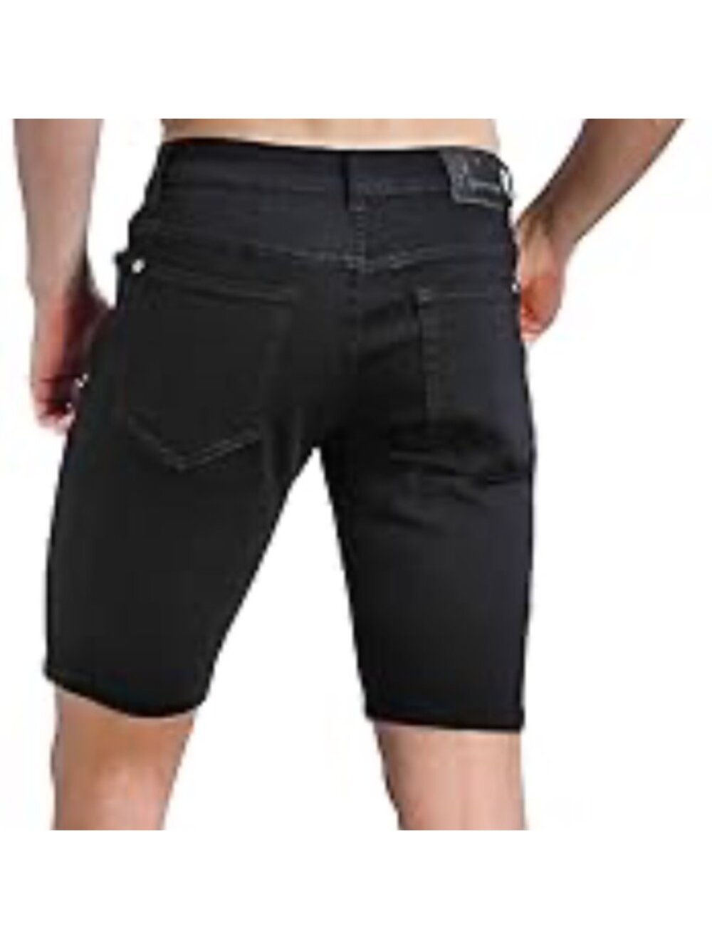 ZLZ Jean Shorts 30W Dark Blue Wash Slim Fit Stretch Denim Casual Streetwear Y2K